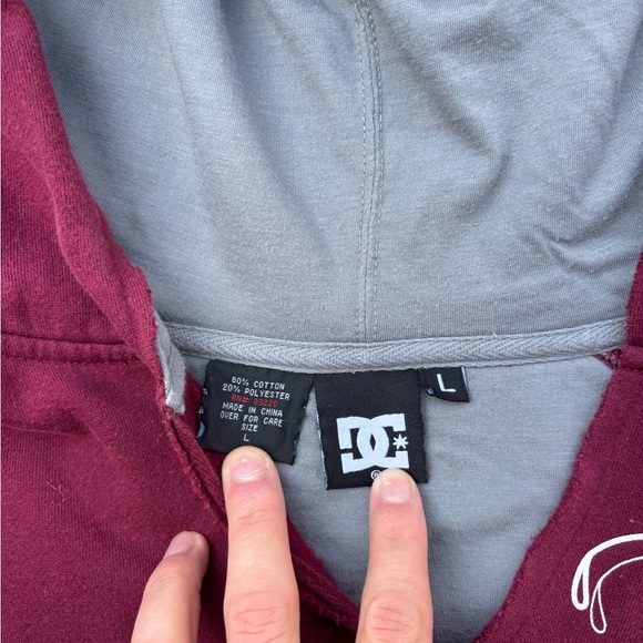 Vintage Y2K DC Shoes Hoodie Sweatshirt Maroon Women’s L - Picture 7 of 11